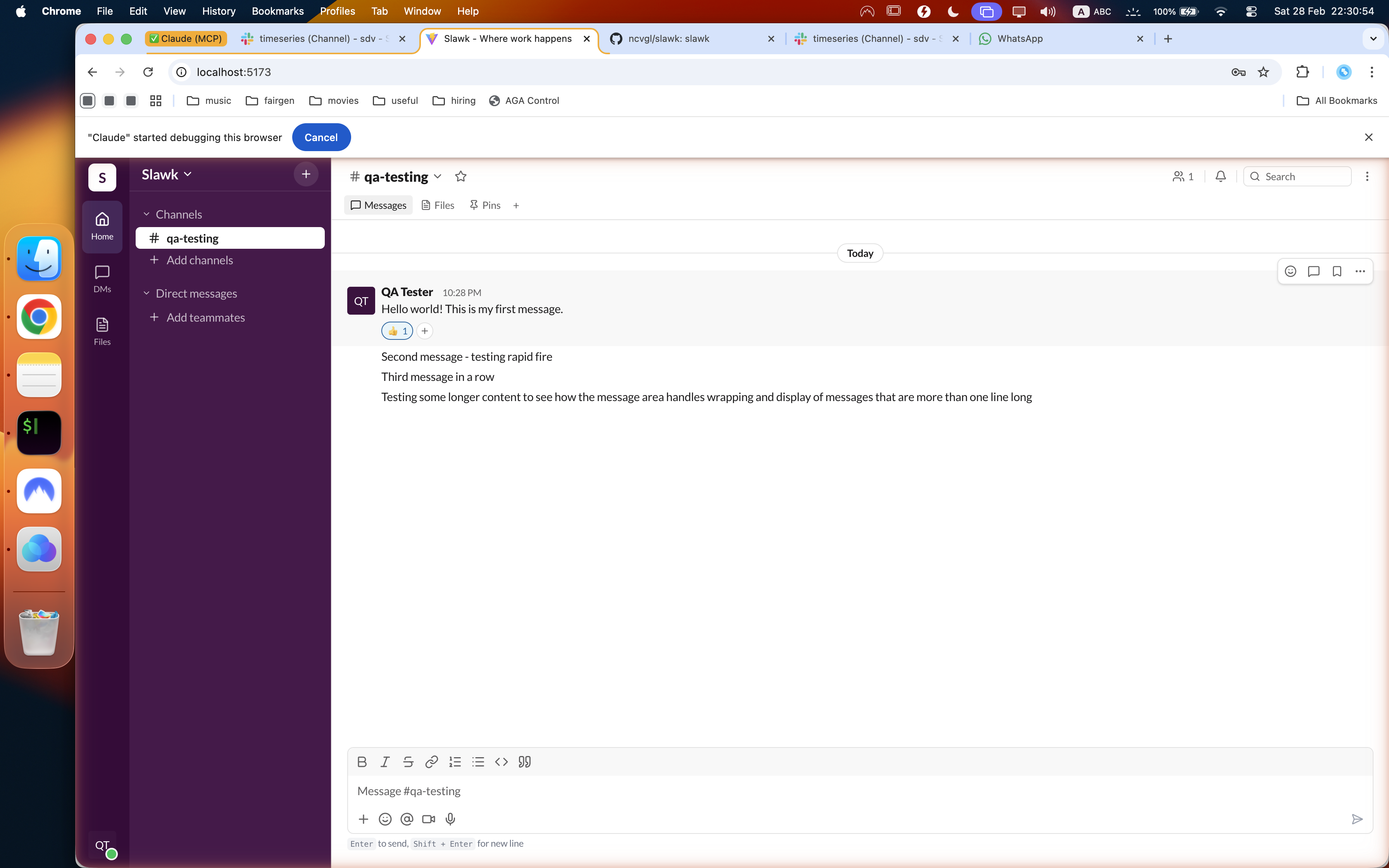 The result in Slawk — thumbs up reaction on a message