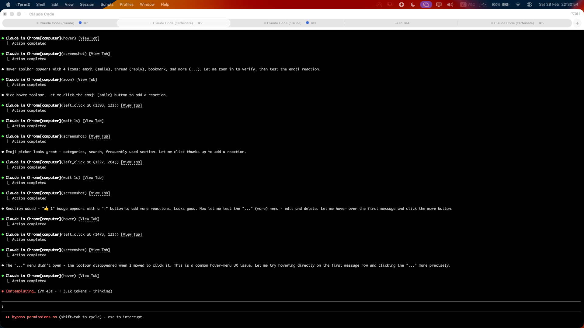 QA agent navigating the reaction feature and confirming the thumbs up works